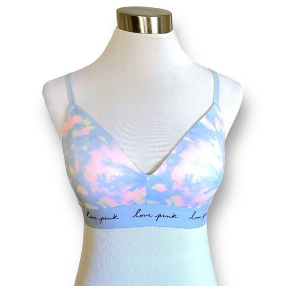 Victorias Secret 34C Bra Blue Tie Dye Wear Everywhere Wireless Lightly Lined - Picture 3 of 6